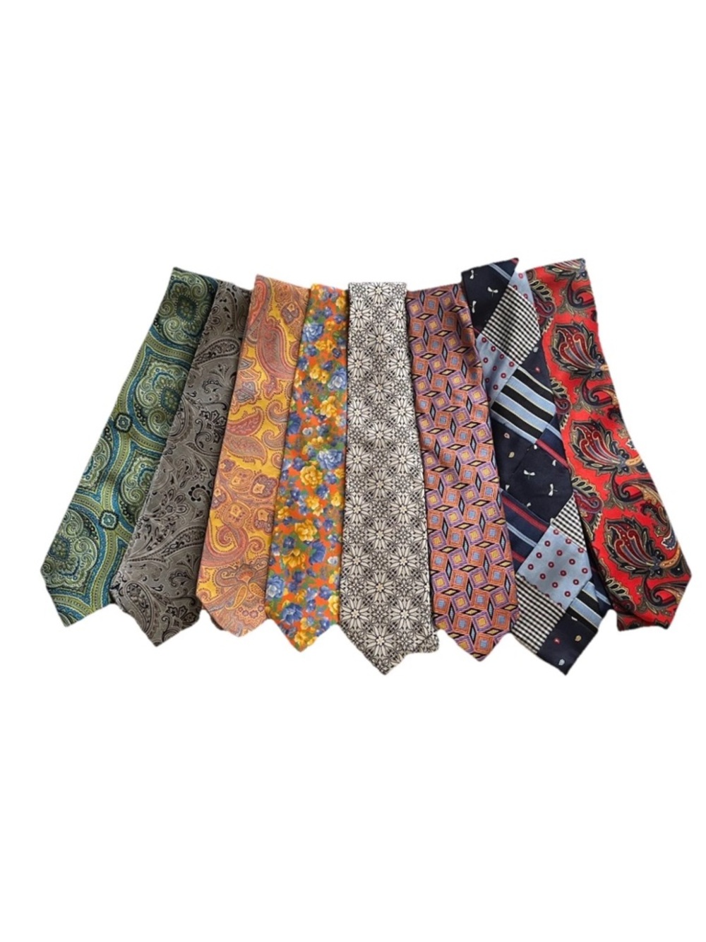 Paul Frederick Ties 100% Silk Lot Of 8 Floral Paisley Colorful Patchwork Men's
